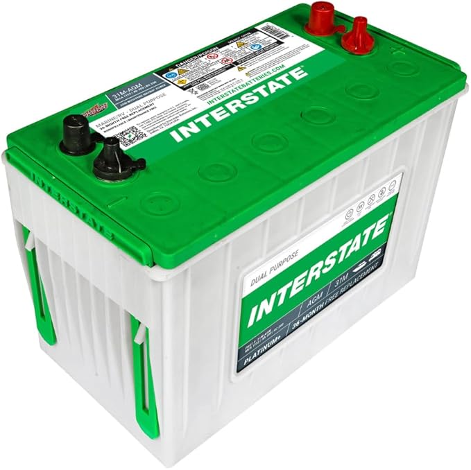 Interstate Batteries Marine/RV Battery 12V 100Ah 925CCA (31M-AGM) Dual Purpose Power Pure Lead AGM RV & Marine Starting Replacement Battery (Group Size 31M) Boats, RV's