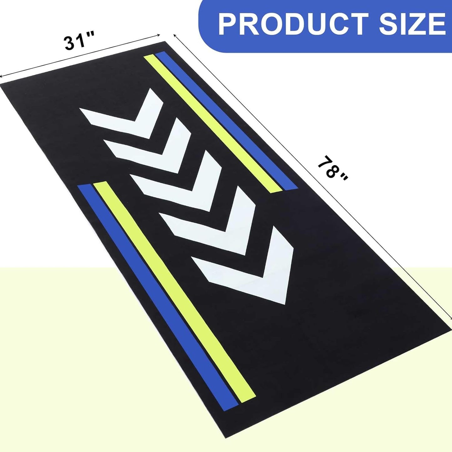 Motorcycle Mat 78 x 31 Inch Garage Floor Rug Washable Parking Mats for Garage Floors Non Slip Oil Absorbent Pad Rubber Backing Layer Protects Floor from Spills Drips Stains(Arrow Style)