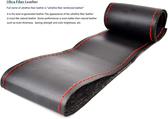 AUTOXBERT 38cm/15 Inch Hand Sewing Steering Wheel Cover Breathable Anti-Slip Leather Steering Wheel Cover for Nissan Qashqai Toyota Camry RAV4 VW Golf