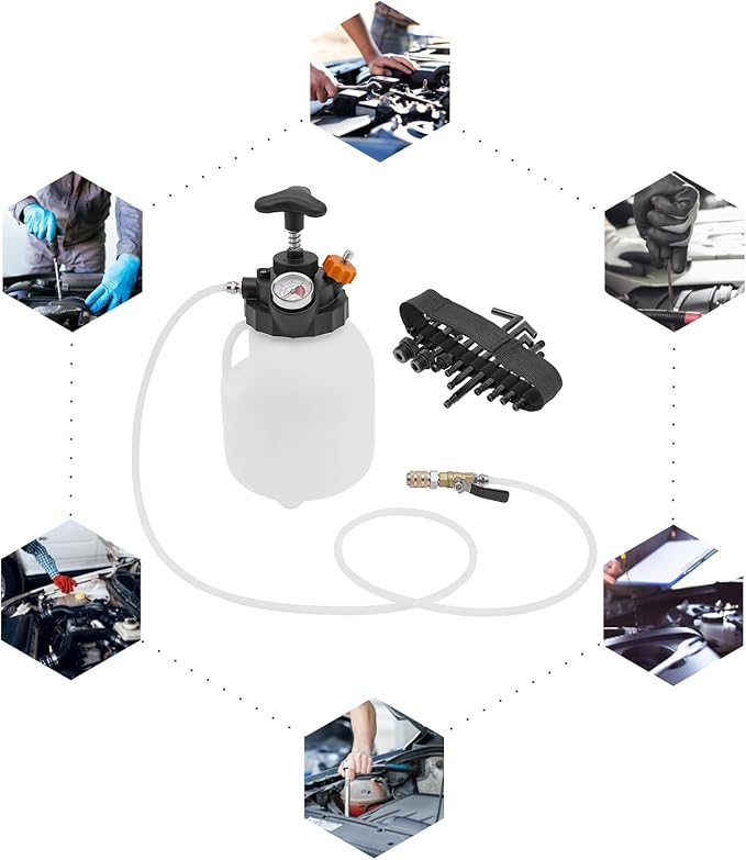 3L Manual Transmission Fluid Pump Tool with 12 Adapters, Universal ATF Filler System & Transfer Pump for Ford BMW Honda Nissan VW Audi - Oil Coolant Brake Fluid Change Kit, Leak-Proof Design