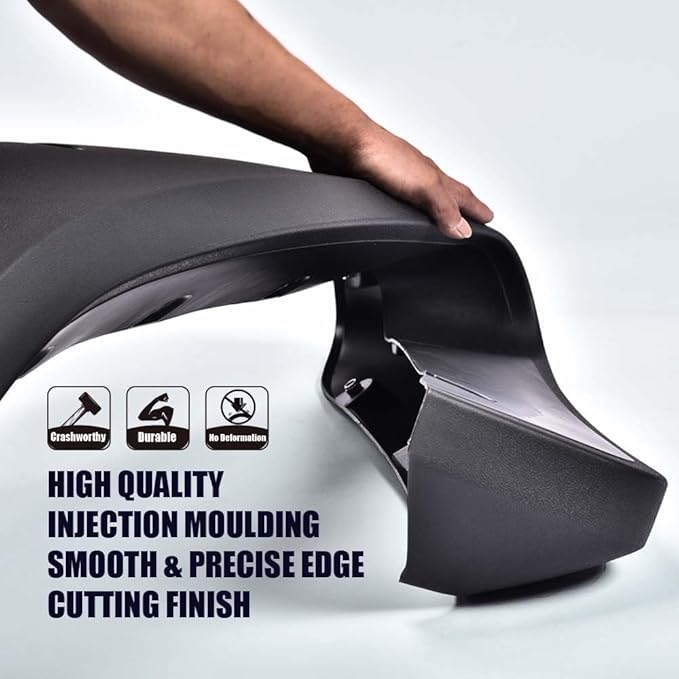 G-PLUS Fender Flares Compatible with Chevy Silverado 1500 2007-2013/Fit Silverado 2500HD 3500HD 2007-2014 Fleetside 78.0"/97.6" Long Bed Factory Style Textured Wheel Cover Trim Protector 4pcs