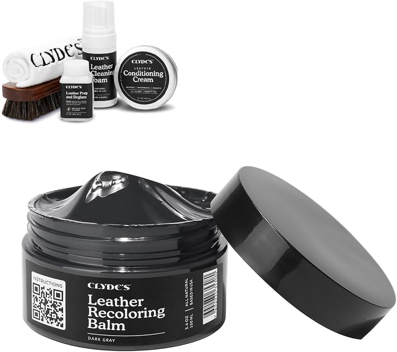 Clyde's™ 4-Step Leather Recoloring Kit | Includes Brush and Lint-Free Towels | Cleans, Restores, and Protects Your Leather