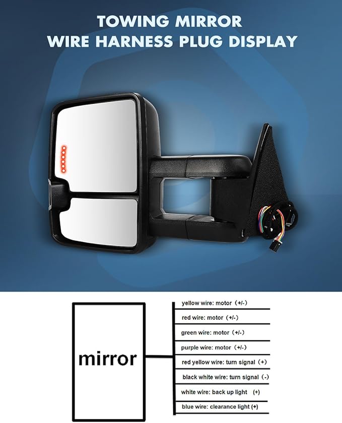 ECCPP Towing Mirrors Fit For 1988-1998 For Chevrolet C/K Pickup For Suburban For GMC C/K Pickup For Suburban With Power Heated Turn Signal Light Switchback Light On Cover Back Up lamp Black