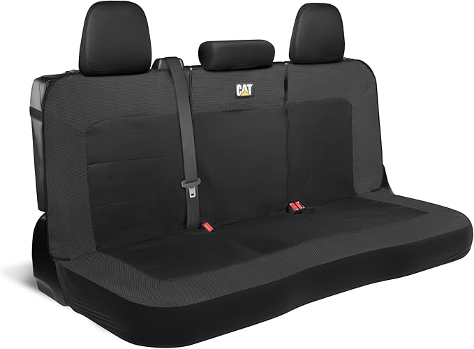 CAT MeshFlex Black Rear Seat Cover for Car – Durable Canvas & Mesh Design 60/40 Split Bench Protector for Cars, Trucks & SUVs – Back Seat Cover for Rear Bench – Interior Car Accessory