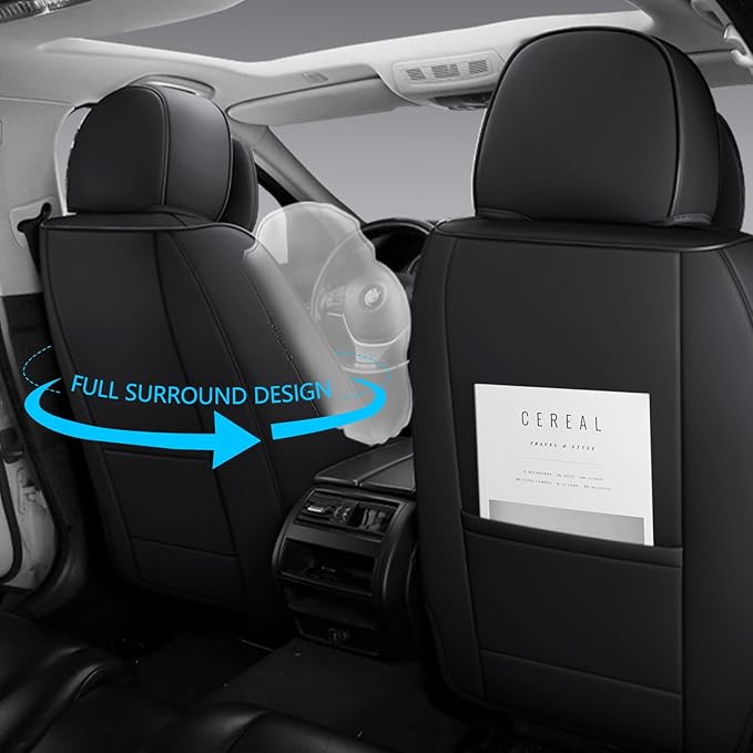 NS YOLO Full Coverage Leather Car Seat Covers for Cars,SUVs and Pick-up Trucks,Car Seat Protector,Automotive Seat Covers,Car Seat Cushion,Black Seat Cover,Front Seat Cover for 2 Seats