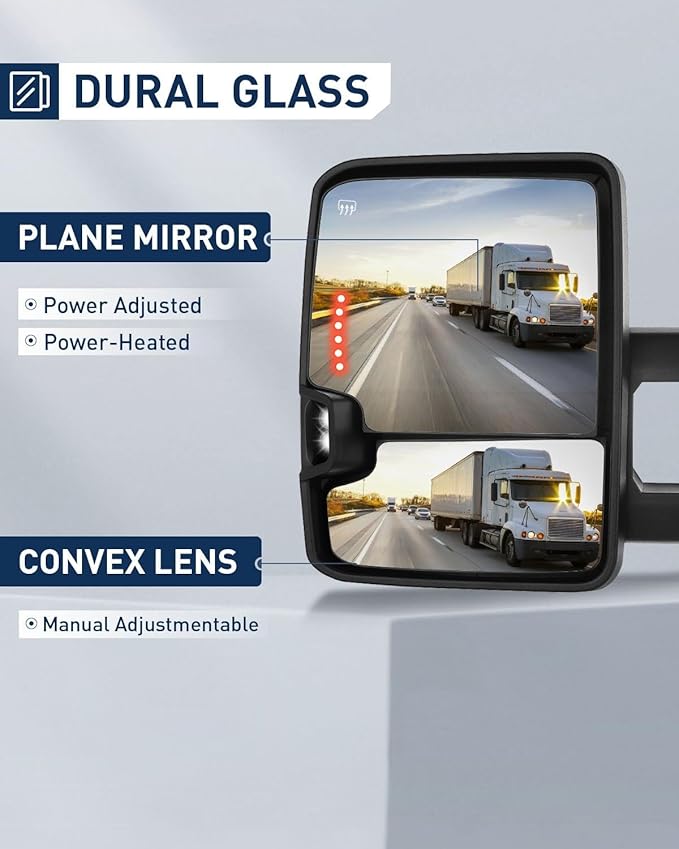 ECCPP Towing Mirrors Tow Mirrors With 2007-2014 For Chevy For Silverado For GMC For Sierra Truck Power Heated Turn Signal Width Light Lh Rh Pickup Truck