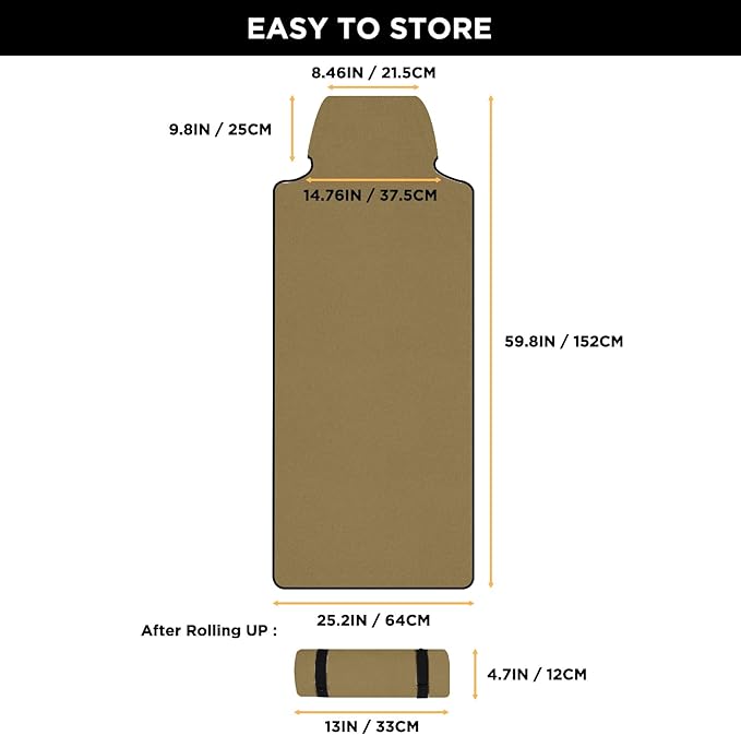 Waterproof Seat Cover Towel, 2PCS Premium Sweat Carseat Protector, Perfect for Universal Anti-Slip Car Truck SUV Seat, Great for Surfing Yoga Gym Workout, Brown