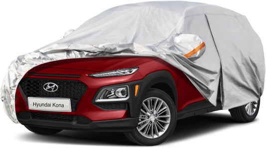Kayme 6 Layers SUV Car Cover Custom Fit for Hyundai Kona (2017-2025) Waterproof All Weather for Automobiles, Outdoor Full Cover Rain Sun UV Protection.Silver