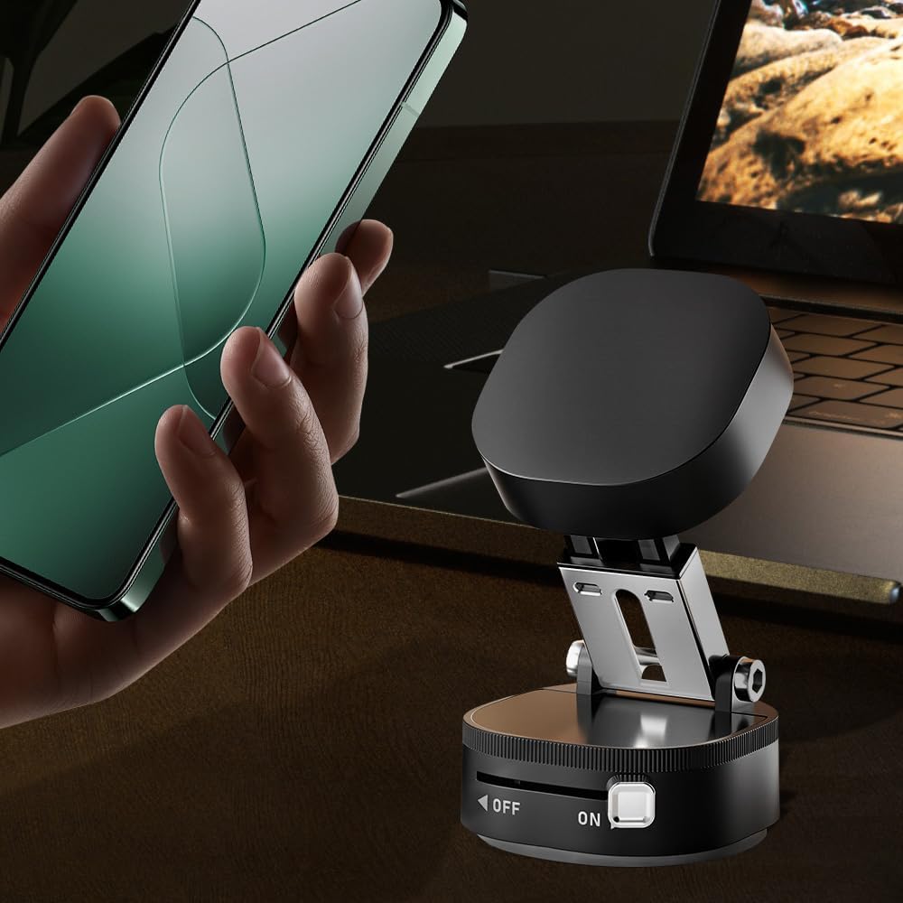 360° Adjustable Vacuum Magnetic Phone Holder,Upgraded Strong Suction Portable Magnetic Car Phone Stand,Universal Magnetic Phone Mount for Cars/Gyms/Indoor/Outdoor (Pink)