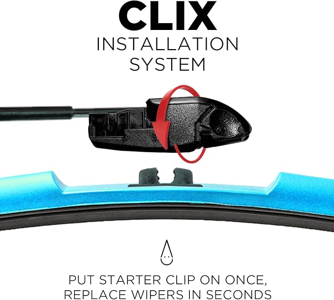 Clix Wipers - Jeep Wrangler & Gladiator (16"/16") Teal Windshield Wiper Blades (All Wrangler & Gladiator Models), All-Weather Replacement Wipers-Set of 2, Includes Quick Connect Clips (1997-2025)