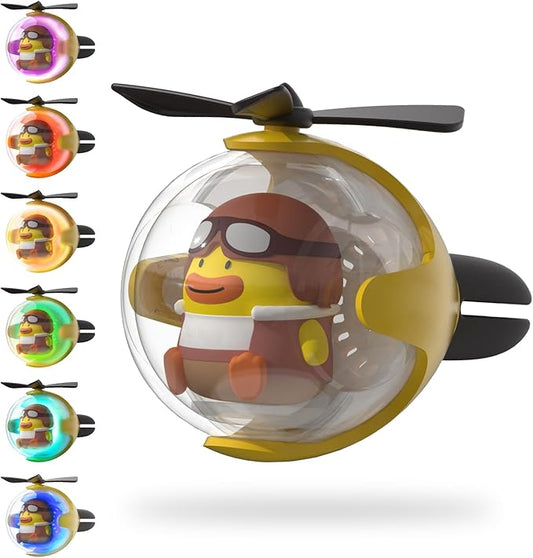 Yellow Duck Car Air Freshener with 6 Colors LED Lights & 4 Scented Pads – Light Scent, Decorative Auto Accessories