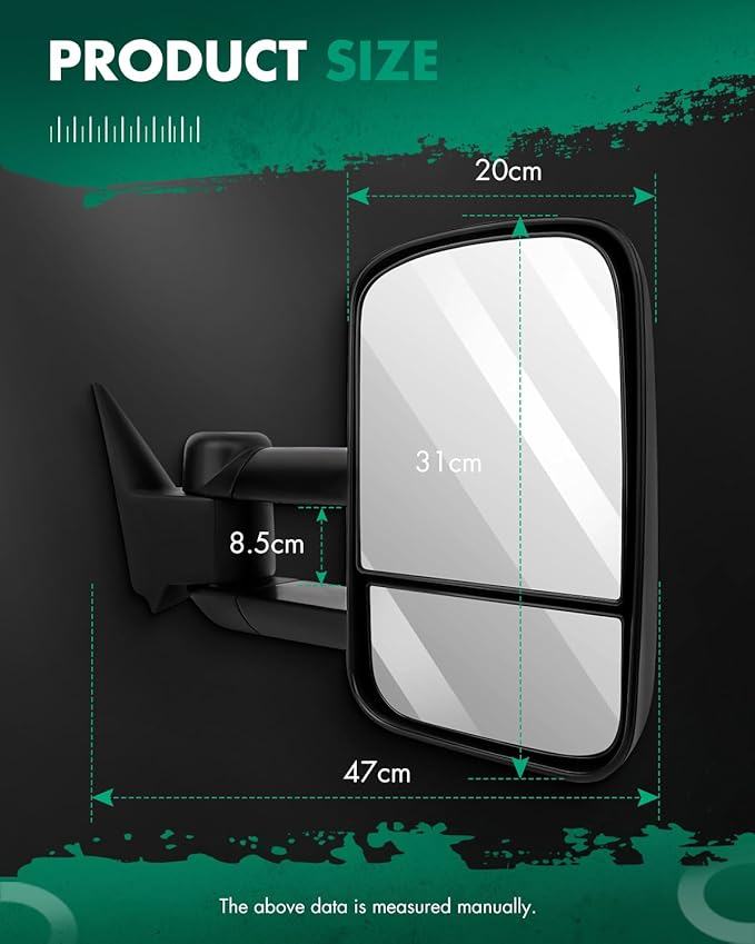 SCITOO Tow Mirrors Compatible with 1988-1998 for Chevy for Silverado for GMC for Sierra 1500 2500 3500 Truck Black Towing Mirrors with Power Left Right Side