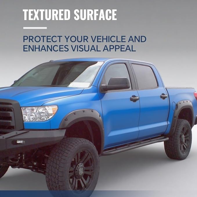 4PCS Fender Flares Compatible with Ford F250 F350 Super Duty 1999-2007 Front and Rear Side Wheel Trim Cover Accessories Pocket Riveted Style Textured FO1240208, F81Z16006AA