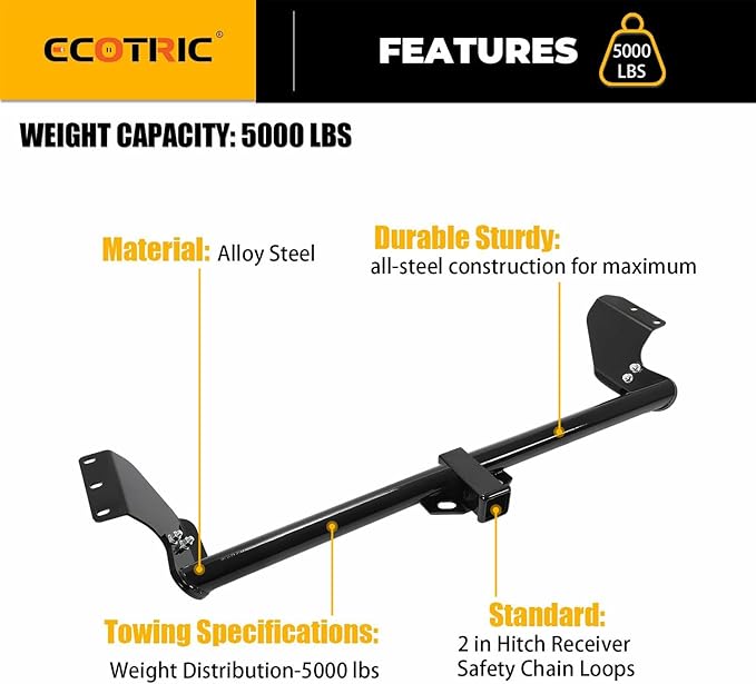 ECOTRIC Class 3 Trailer Hitch 2" Towing Hitch Receiver Compatible with 1999-2017 Honda Odyssey