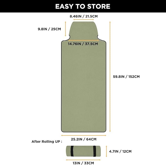 Waterproof Seat Cover Towel, 2PCS Premium Sweat Carseat Protector, Perfect for Universal Anti-Slip Car Truck SUV Seat, Great for Surfing Yoga Gym Workout, Green