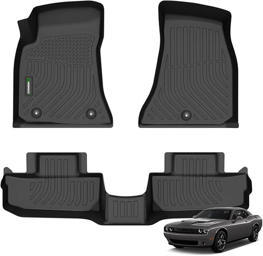 ANBINGO®-for Dodge Challenger RWD Floor Mats 2015-2023, Car Mats for Challenger RWD All Weather Mats Protection TPE Automotive Challenger RWD Floor Mat Fits Full Set Accessories, Black