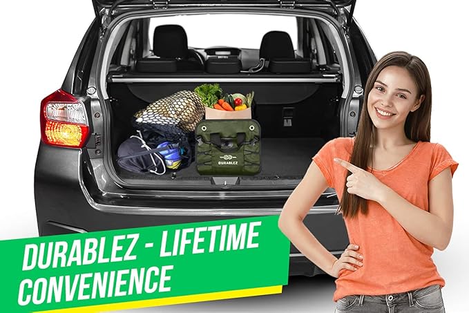 Large Car Trunk Organizer for SUV - Trunk Storage - Modular Configurable Detachable Collapsible - Minivan Truck Sedan Van - 3 Compartment XL, Green