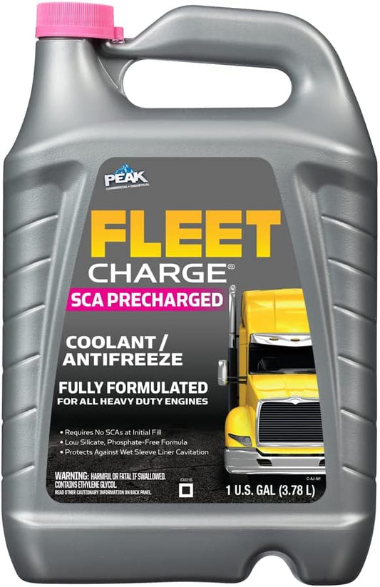 PEAK Fleet Charge SCA Precharged Concentrate Antifreeze and Coolant for All Heavy Duty Engine Cooling Systems, 1 Gal.