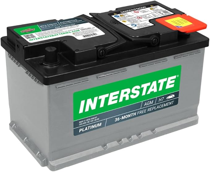 Interstate Batteries Automotive Battery 12V 80Ah (Group Size H7, 94R) 850CCA SLI AGM Automobile Replacement Battery for Cars, SUVs, Sedans, Trucks (MTX-94R/H7)