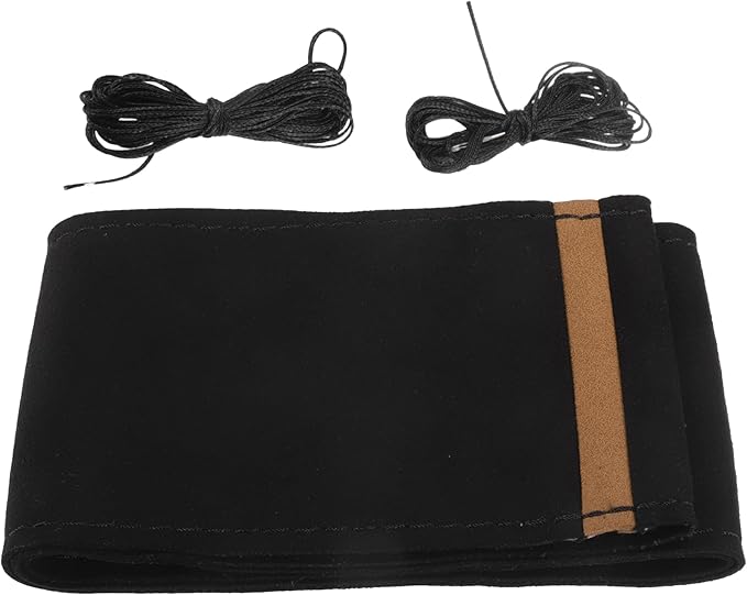Car Hand Sewn DIY Steering Wheel Cover Breathable Comfortable 38cm Stitch on Wrap Cover Suede Brown Black Stitches Black