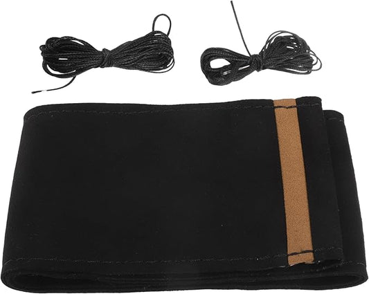 Car Hand Sewn DIY Steering Wheel Cover Breathable Comfortable 38cm Stitch on Wrap Cover Suede Brown Black Stitches Black