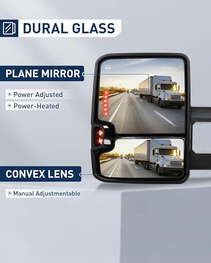 ECCPP Tow Mirrors Towing Mirrors Compatible With 2003-07 For Chevy For GMC Pickup With Left Right Side Power Adjusted Heated Arrow Light Width Light With Black Housing