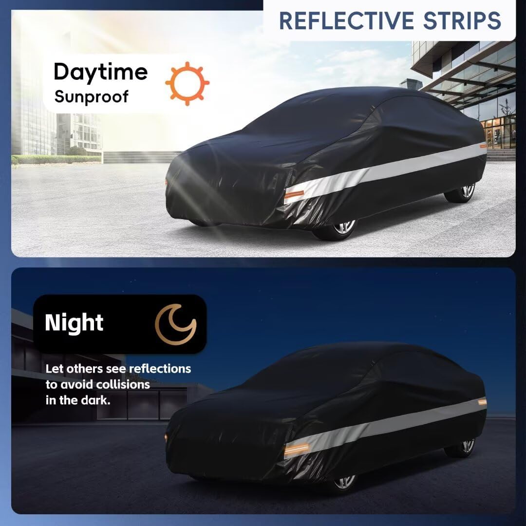 Holhtly Car Cover Custom Fit for Dodge Charger， Car Covers for Automobiles All Weather Waterproof Sun Snow Rain Wind Dust Protection, Outdoor Car Cover Black & Grey