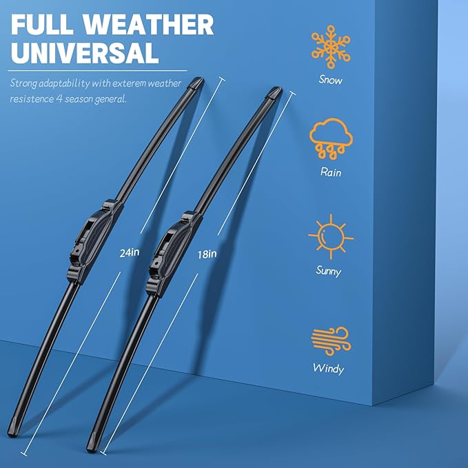 MIKKUPPA 24"+18" Wiper Blades, Replacement for 2012-2015 Chevy Chevrolet Cruze, 2006-2010 Kia Optima - All Season Windshield Wiper Blades, Pack of 2