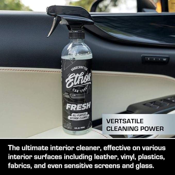Ethos FRESH - All Purpose Interior Cleaner Car Detailing Kit, Detailing Spray - Car Interior Detailing - Interior Cleaner for Cars, Trucks, SUVs, Jeeps, Motorcycles, RVs & More
