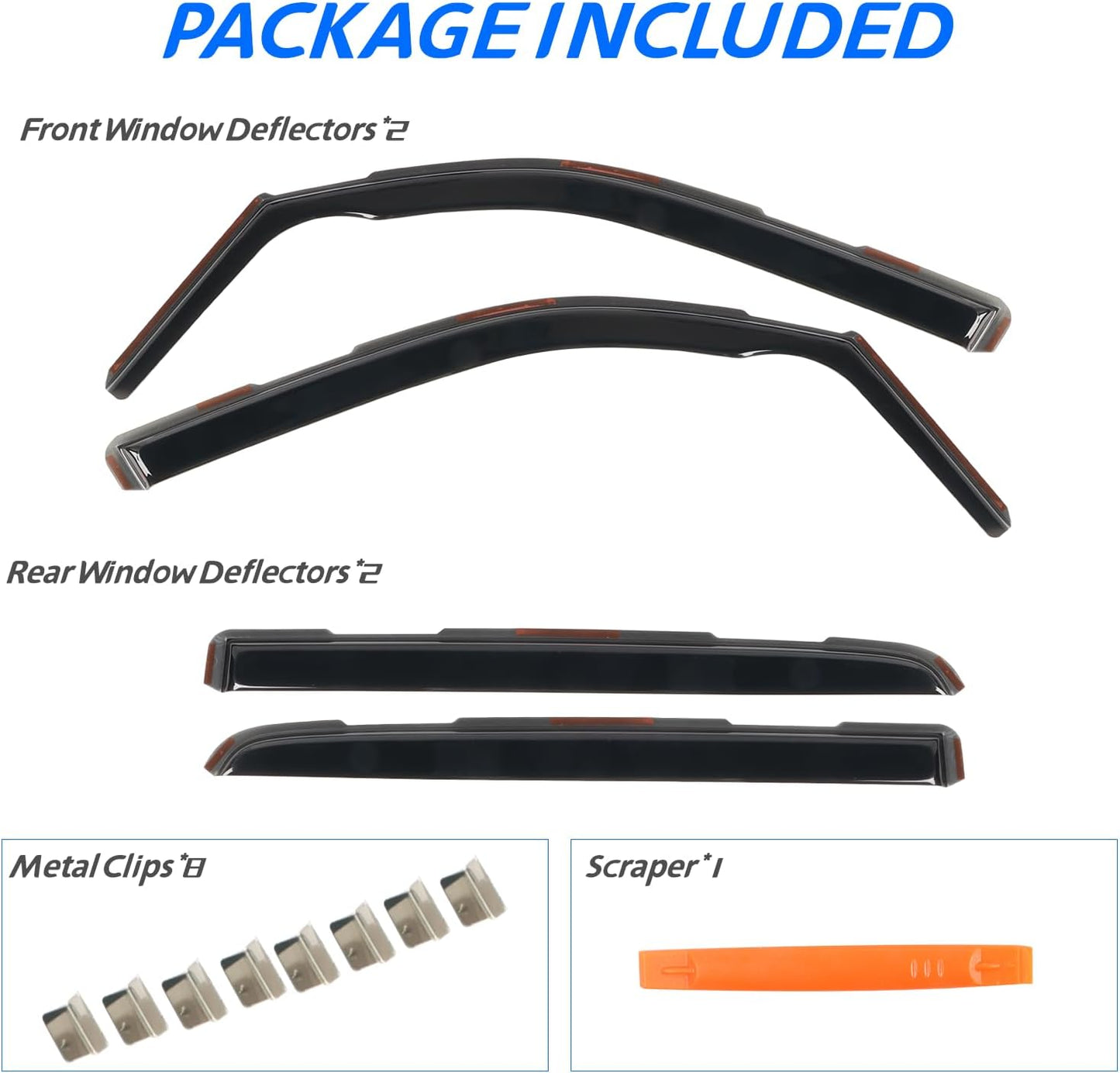 4pcs in Channel Window Rain Guards Fit for 2019-2025 Dodge Ram 1500 Crew Cab New Body Style Durable Truck Window Visors Deflectors Vent Shade Exterior Car Accessories 2020 2021 2022 2023 2024