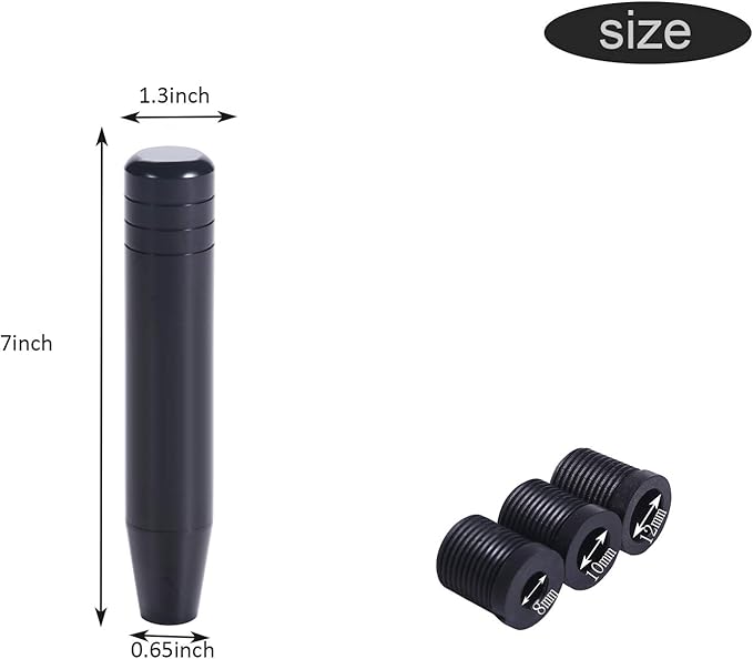 Long Shift Knob Extension Shifter Handle Aluminum Alloy Gear Stick Transmissions Weighted Shifting Lever Universal Fit Most Manual Automatic Cars Truck SUV (Black)