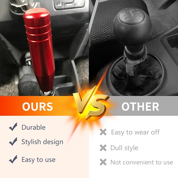 muge racing 5inch Aluminum Alloy Shift Knob, Heavy Duty Car Gear Lever Stick Shifter Handle fit Most Automatic Manual Vehicle Red