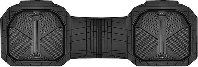 CAR PASS Heavy Duty Rubber Rear Car Mat, Deep-Dish Odorless Car Floor Mats All Weather, Universal Trim-to-Fit for SUVs Trucks Sedans, Waterproof Anti-Slip, Black