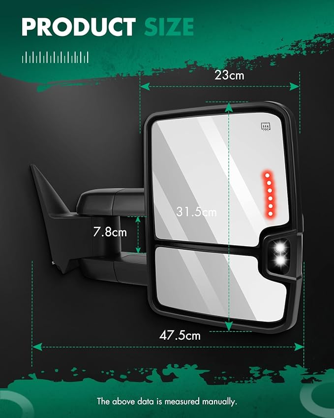 SCITOO for Chevy for GMC Towing Mirrors with Dynamic Running Lights Black Rear View Mirrors for Silverado for Sierra 2003-2006 (07 Classic) with Reverse Lights Arrow Turn Signal Power Control Heated