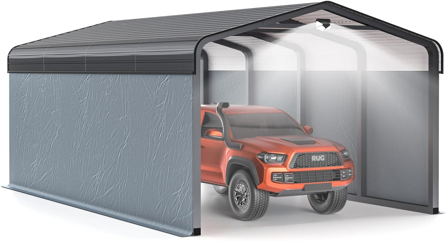 Metal Carport,Carport Canopy 12x20 Heavy Duty All Weather,Car Tent Garage with Galvanized Metal Roof,Metal Car Port for Snow,Outdoor Car Shelter