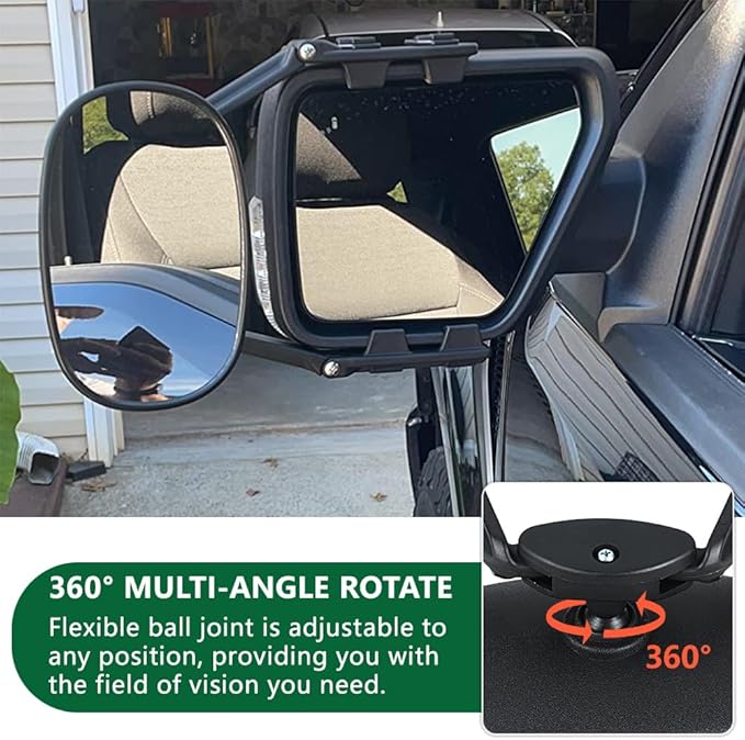 Mirror Extenders For Towing, Universal Clip-on Towing Mirrors 360 Degree Adjustable Extension Mirrors for Towing Trailer Truck, 2pcs