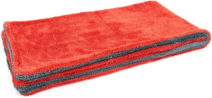 Autofiber Dreadnought XL Microfiber Towel, Superior Absorbency for Drying Cars, Trucks, and SUVs, Double-Twist Pile, One-Pass Vehicle-Drying Towel - Pack of 1, Red/Gray (20 inch x 40 inch)
