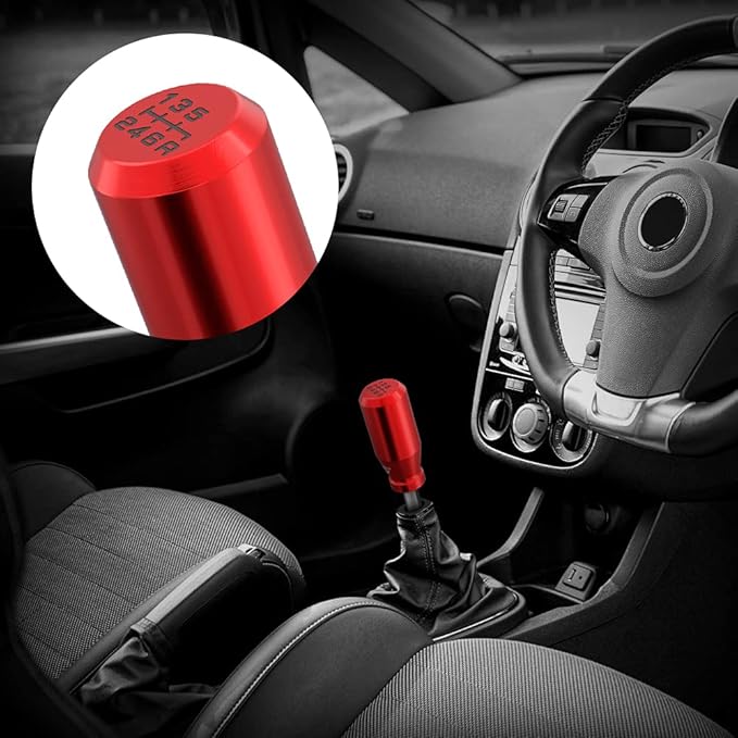 （Red Racing JDM Type-R Style 6 Speed Manual Universal Gear Shift Knobs Fit Compatible with Mazda Tacoma STi Nismo 2004 Honda Accord Subaru
