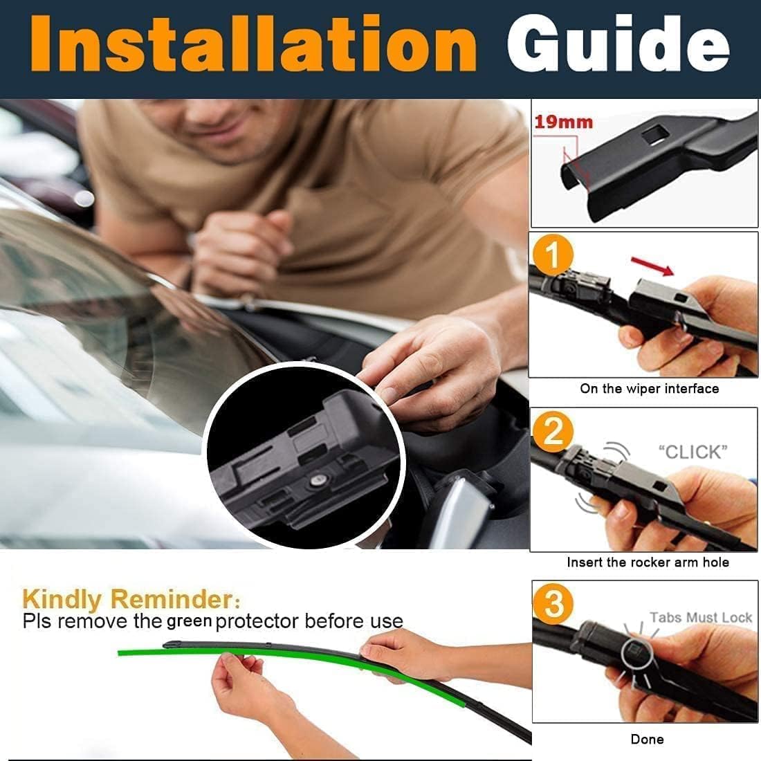 AUTOBOO 24"+20" Windshield Wipers with 13" Rear Wiper Blades Replacement for Audi Q5 2009-2017,SQ5 2014-2017,RS Q3 2021-2022 -Original Factory Quality (Pack of 3)