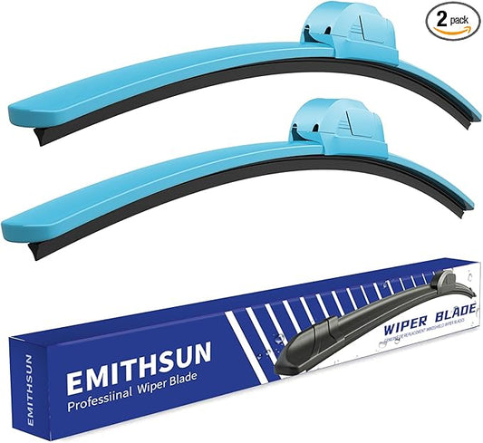 OEM QUALITY 22" + 22" Premium All-Seasons Stable And Quiet Blue Windshield Wiper Blades (Set of 2)