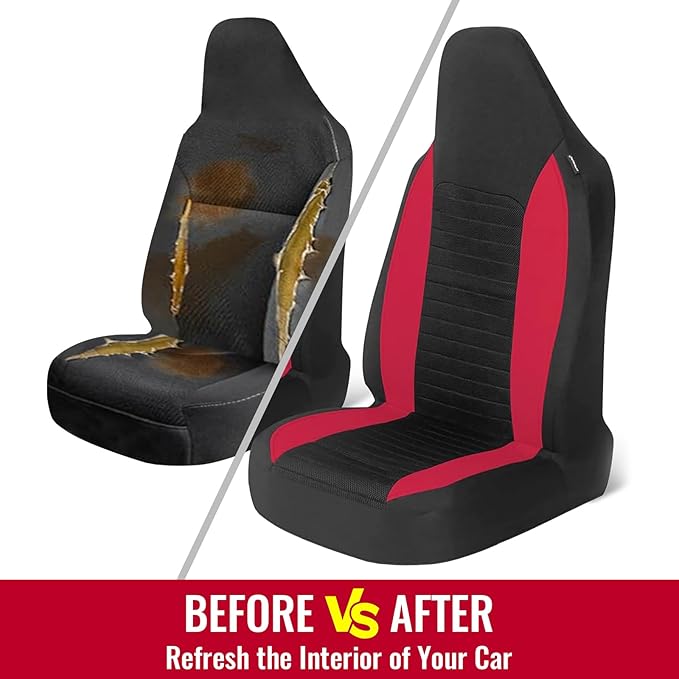 AUTOYOUTH Car Seat Covers - Achieve The Perfect Combination of Style and Protection with Universal Fit for Sedan, Truck, SUV - Black Red