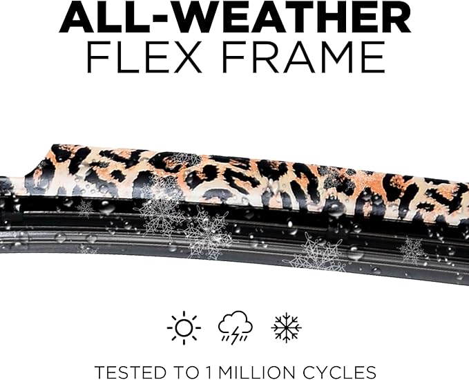 Clix Wipers - Jeep Wrangler & Gladiator (16"/16") Leapord Print Windshield Wiper Blades (All Wrangler & Gladiator Models), All-Weather Replacement Wipers-Set of 2, Includes Quick Clips (1997-2025)