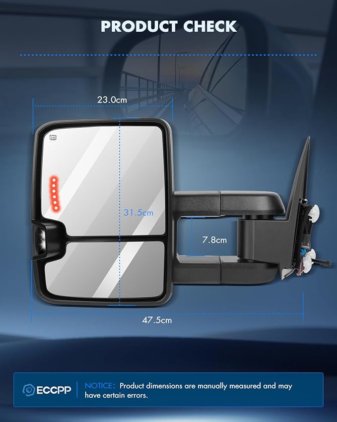 ECCPP Towing Mirrors Fit For 2003-2006 For Chevy Silverado For GMC Sierra A Pair Of With Dynamic Running Light Arrow Signal Width Reversing Lights Power Operation Heated