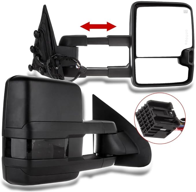 ECCPP Tow Mirrors Towing Mirrors fit for 2014-2018 for Chevy for GMC 1500 2015-2019 for Chevy for GMC 2500 HD 3500 HD with Left Right Side Power Adjusted Heated Turn Signal Light with Black Housing
