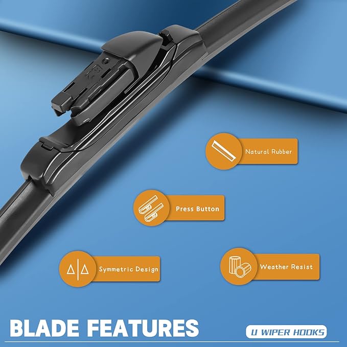 MIKKUPPA 24"+17" Windshield Wiper Blades - Replacement for 2010-2017 GMC Terrain, 2010-2017 Chevy Equinox, 2008-2012 Ford Kuga - Front Window Wipers, Top Lock 19mm (Pack of 2)