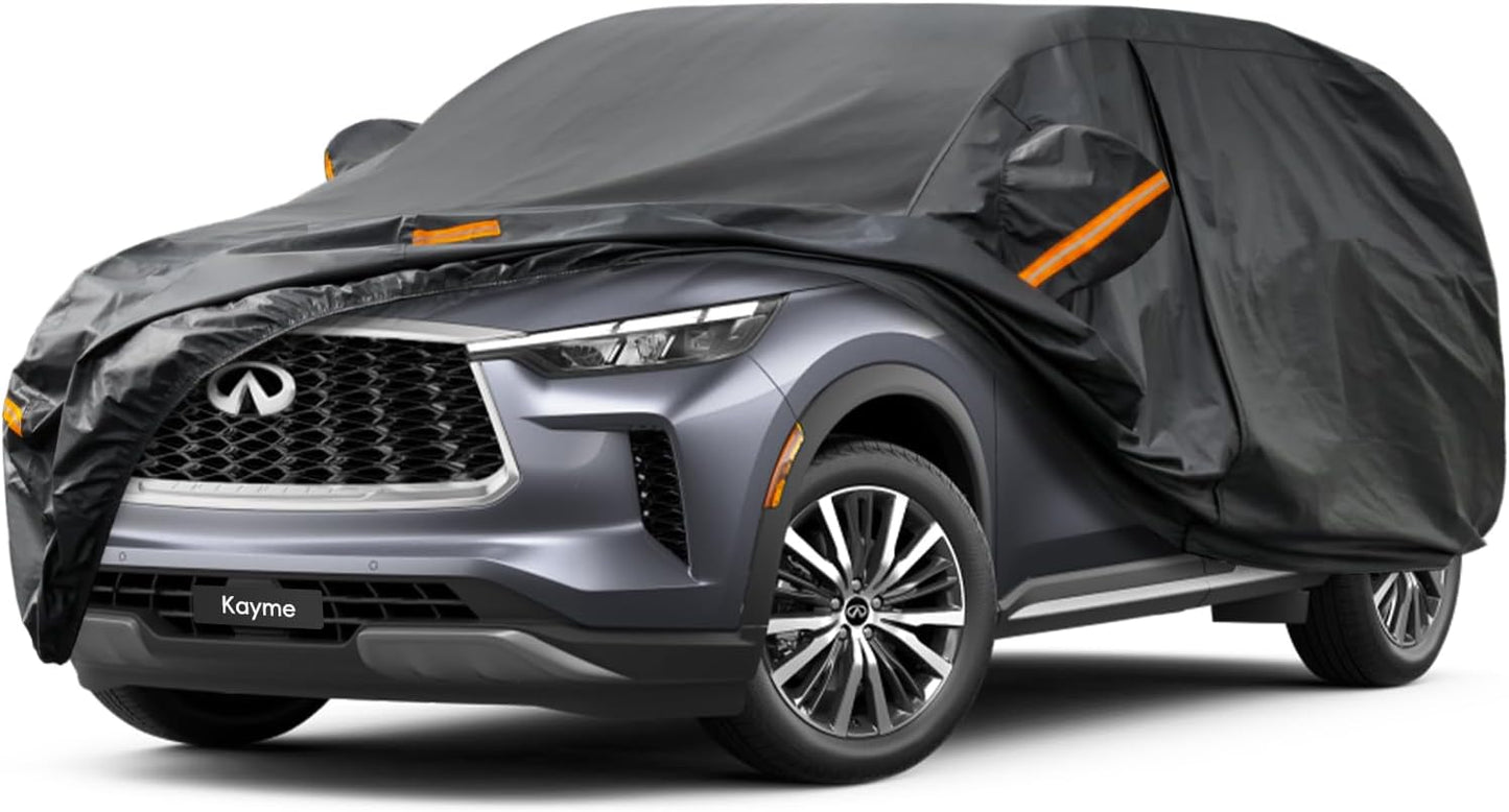 Kayme 7 Layers SUV Car Cover Custom Fit for Infiniti QX60 (2013-2025) Waterproof All Weather for Automobiles,Outdoor Full Cover Rain Sun UV Protection.Black