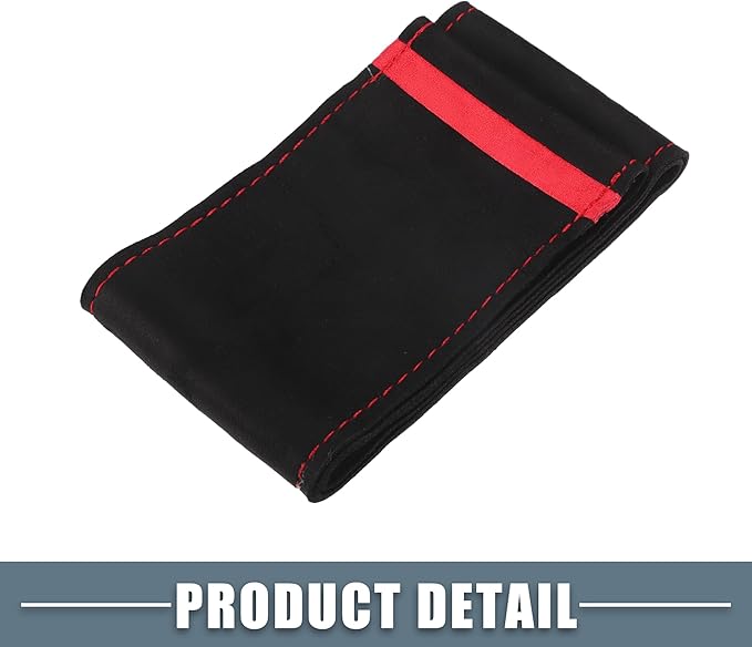 Car Hand Sewn DIY Steering Wheel Cover Breathable Comfortable 32-35cm Stitch on Wrap Cover Suede Red Black Stitches Red