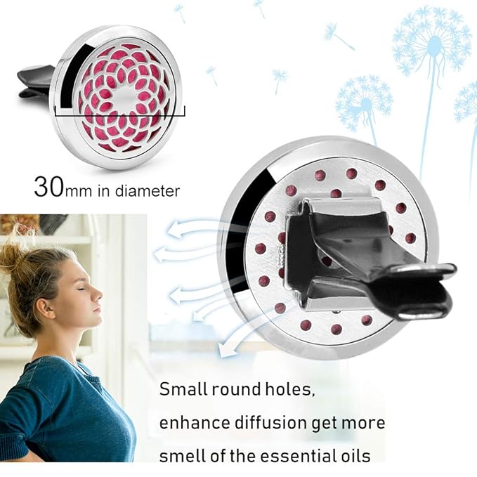 Car Diffuser Vent Clip - 2PCS 30mm Car Essential Oil Diffuser Vent Clips for Home Office Room with 12 Felt Pads Mother's Day, Birthday Gift for Women & Men