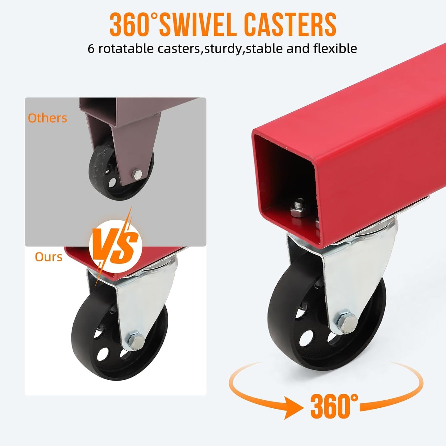 2 Ton Folding Engine Hoist with Lever, Cherry Picker Shop Crane Hoist Lift, 4400 Lbs Heavy Duty Steel Hydraulic Shop Engine Crane for Workshop and Garage, Red