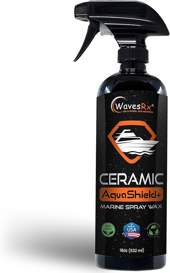 WavesRx High-Performance Ceramic Spray Coating for Boats & Jet Skis (AquaShield+) | Marine Grade SiO2 Sealant Protects from Salt, Contaminants & UV Damage | Fast Wax Silicon Dioxide Hydrophobic Polish
